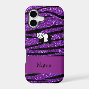 Personalised name panda purple glitter zebra