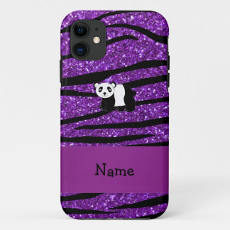 Personalised name panda purple glitter zebra Case-Mate iPhone case