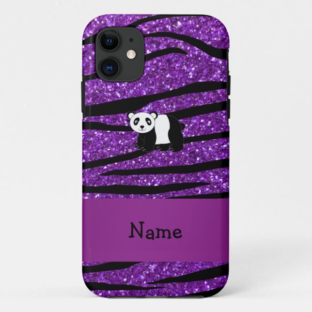 Personalised name panda purple glitter zebra Case-Mate iPhone case (Back)