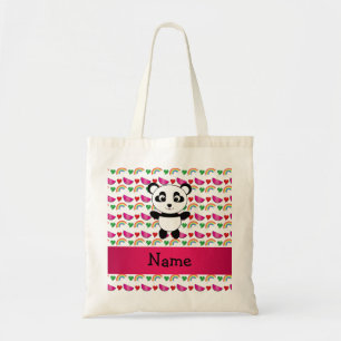 Personalised name panda watermelons hearts rainbow tote bag