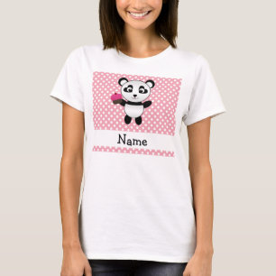Personalised name panda with cupcake polka dots T-Shirt