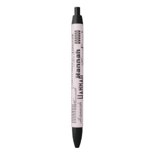 Personalised Name Pastel Pink and Black Black Ink Pen