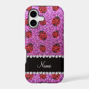 Personalised name pastel purple glitter ladybug