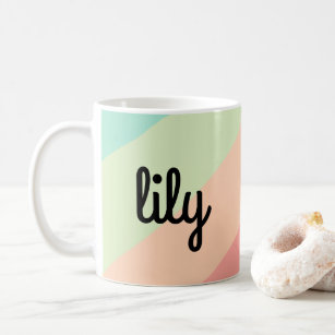 Personalised Name Pastel Rainbow Custom Gift Coffee Mug