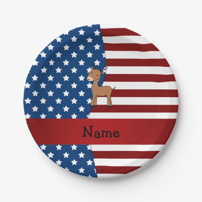Personalised name Patriotic impala Paper Plate (Front)