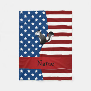 Personalised name Patriotic skunk Fleece Blanket