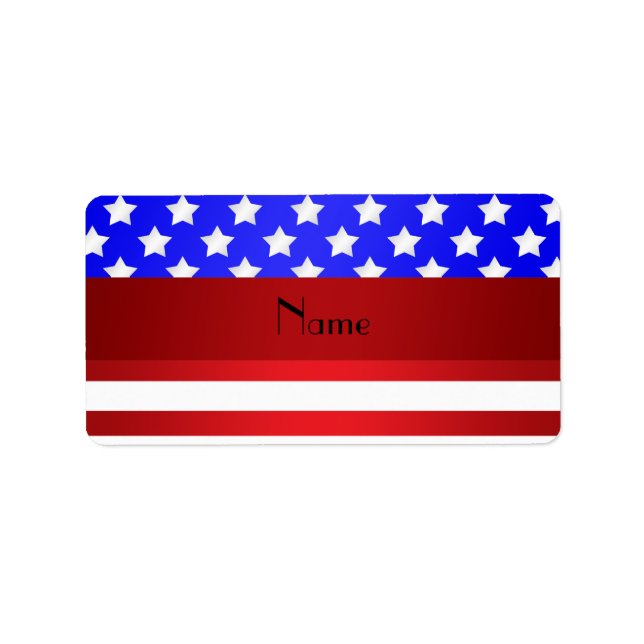 Personalised name patriotic stripes label (Front)