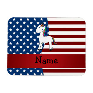 Personalised name Patriotic unicorn Magnet