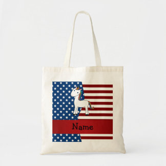Personalised name Patriotic unicorn Tote Bag