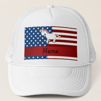 Personalised name Patriotic unicorn Trucker Hat