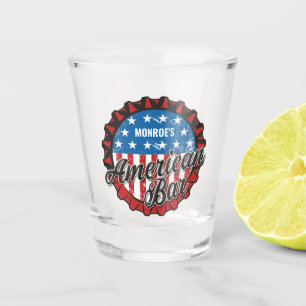 Personalised NAME Patriotic USA Flag American Bar Shot Glass