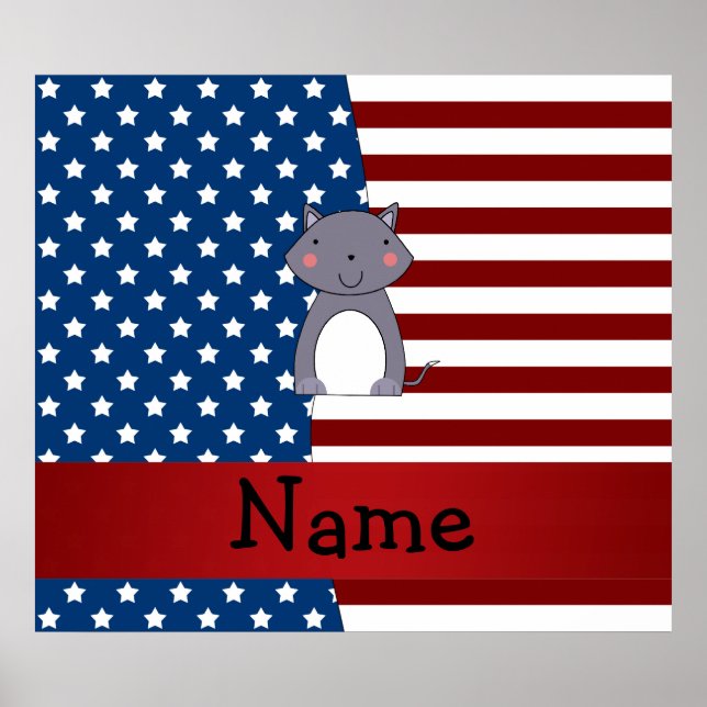 Personalised name Patriotic wolf Poster (Front)