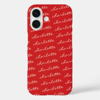 Personalised Name Pattern Script Typography in Red