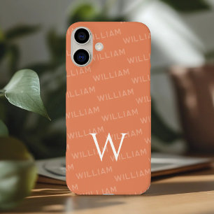 Personalised name patterned, Simple Monogram iPhone 16 Plus Case