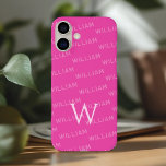 Personalised name patterned, Simple Monogram iPhone 16 Plus Case<br><div class="desc">This sleek iPhone 16 case offers a refined monogram pattern with a modern, minimalist touch. The design highlights your name in a clean, simple font, creating a personalised and stylish look. The first letter of your name is prominently displayed as a bold monogram, adding a touch of elegance to the...</div>