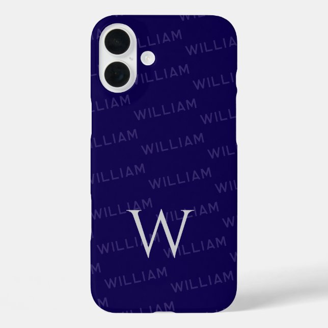 Personalised name patterned, Simple Monogram Case-Mate iPhone Case (Back)
