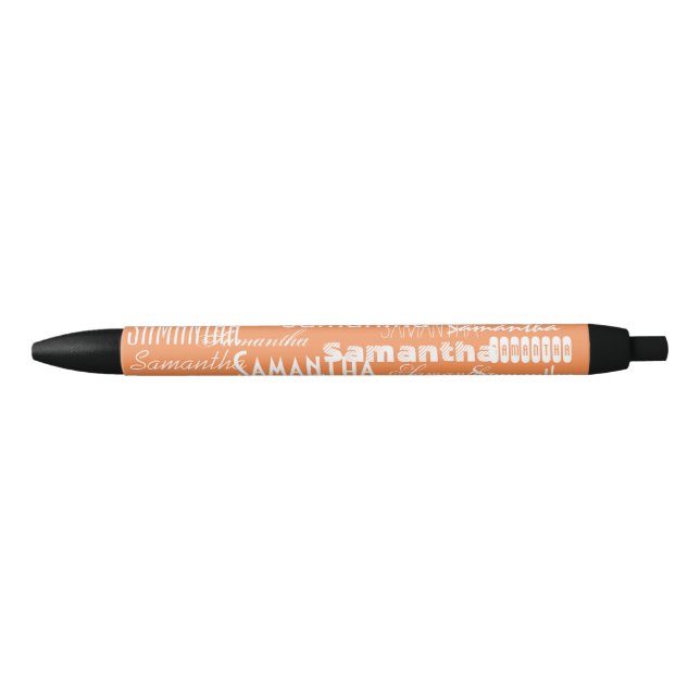 Personalised Name Peach Black Ink Pen (Front)