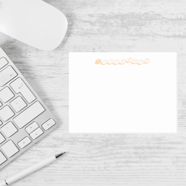 Personalised Name Peach Bubble Letter Post-it Notes (Creator Uploaded)
