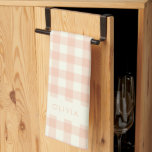 Personalised Name Peach Gingham Check Plaid Rustic Tea Towel<br><div class="desc">Add charm to your kitchen with this personalised pastel peach gingham kitchen towel. Featuring a soft buffalo check pattern and customisable with your name, this towel brings a touch of rustic elegance to your cooking space. Perfect for drying dishes or displaying as decor, it’s both functional and stylish, making it...</div>