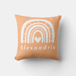 Personalised Name Peach Rainbow Cushion
