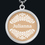 Personalised Name Pendant :: Gold<br><div class="desc">Wear your name with pride framed by an artistic and decorative pattern.Personalise with your name or initials.You can customise the text font , size and colour by clicking on the customise it button.You can change the colour of the background to your favourite colour too!Need help?Just message me at the gallery....</div>