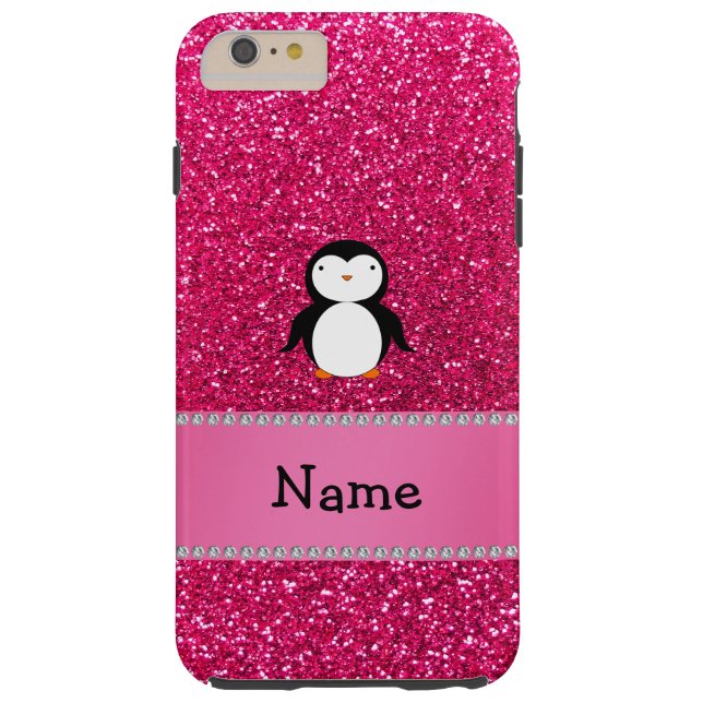 Personalised name penguin pink glitter Case-Mate iPhone case (Back)
