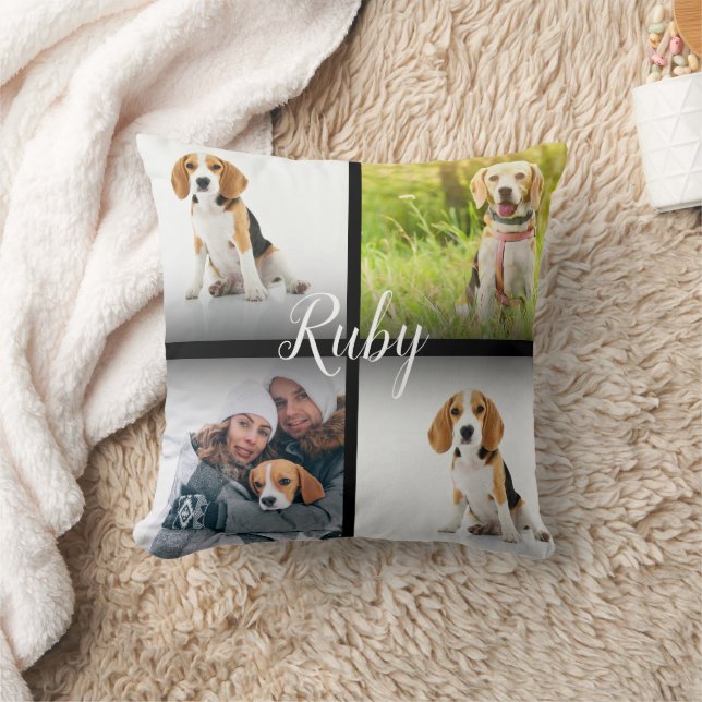 Personalised Name Pet Photo Collage Cushion (Blanket)