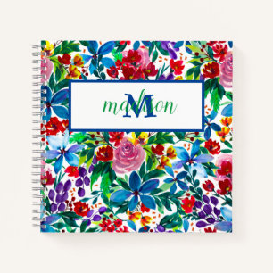 Personalised Name Phoebe Watercolor Floral Notebook