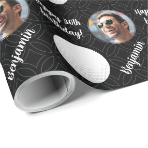 Personalised Name Photo Age Sport Golf Birthday Wrapping Paper