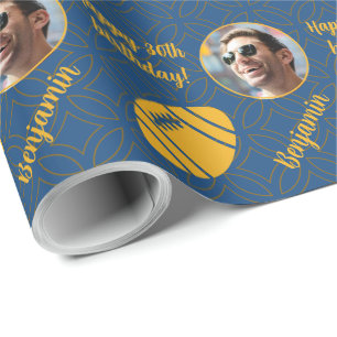 Personalised Name Photo Age Sport Rugby Birthday Wrapping Paper
