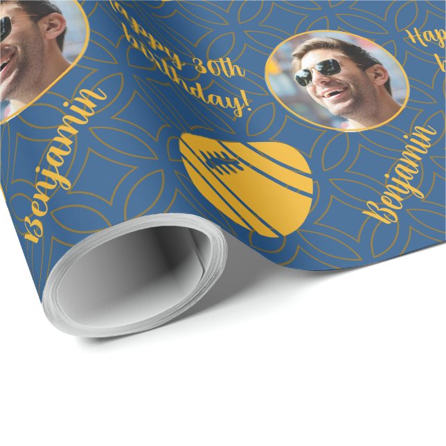 Personalised Name Photo Age Sport Rugby Birthday Wrapping Paper (Roll Corner)