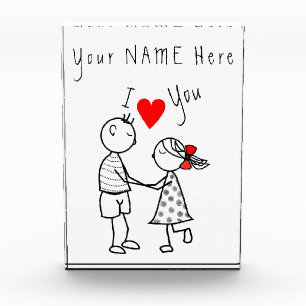 Personalised Name Photo Block Couple Love
