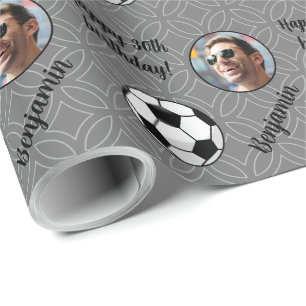 Personalised Name Photo Sport Soccer Birthday Wrapping Paper