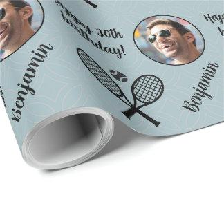 Personalised Name Photo Sport Tennis Birthday Wrapping Paper
