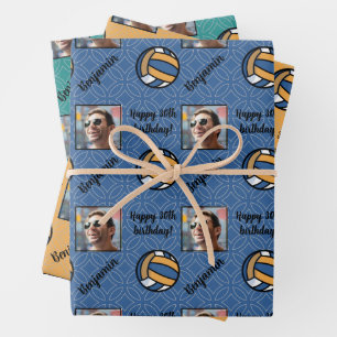 Personalised Name Photo Sport Volleyball Birthday Wrapping Paper Sheet