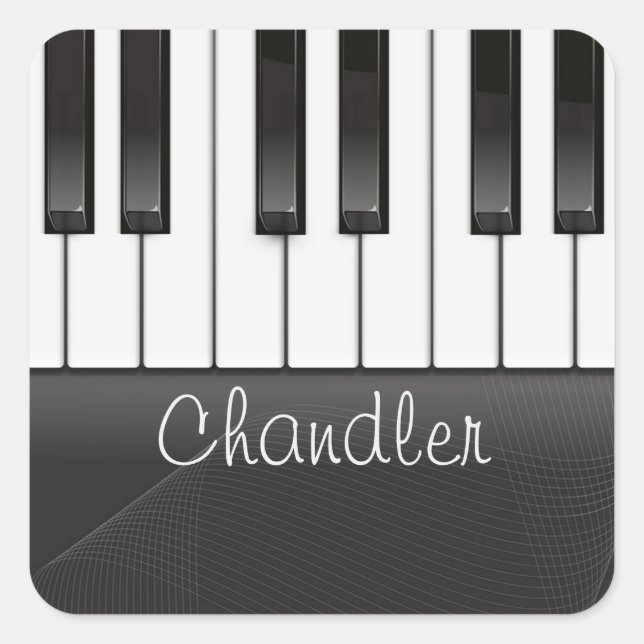 Personalised NAME Pianist Piano Keys Music Teacher Square Sticker (Front)