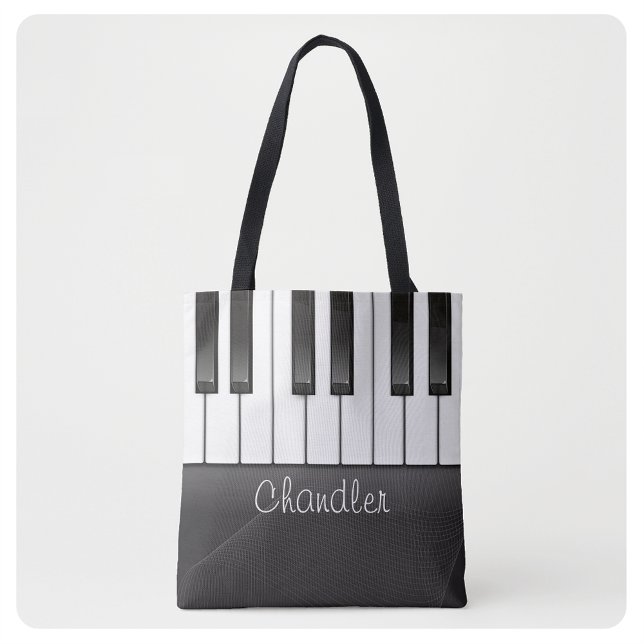 Personalised NAME Pianist Piano Keys Music Teacher Tote Bag (Creator Uploaded)