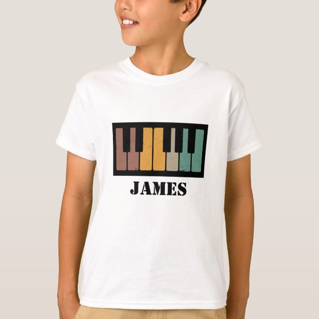 Personalised Name Pianist Piano Keys  T-Shirt (Front)