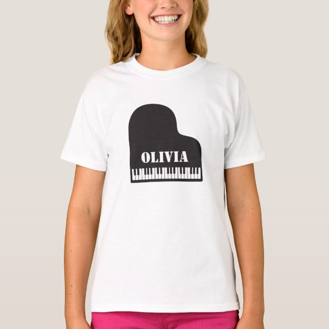 Personalised Name Pianist Piano Keys  T-Shirt (Front)