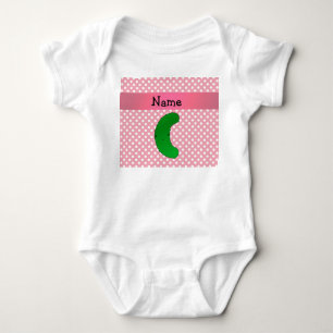 Personalised name pickle pink polka dots baby bodysuit