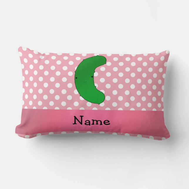Personalised name pickle pink polka dots lumbar cushion (Front)