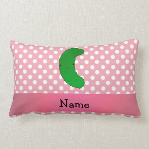 Personalised name pickle pink polka dots lumbar cushion