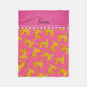 Personalised name pink afghan hound dogs fleece blanket