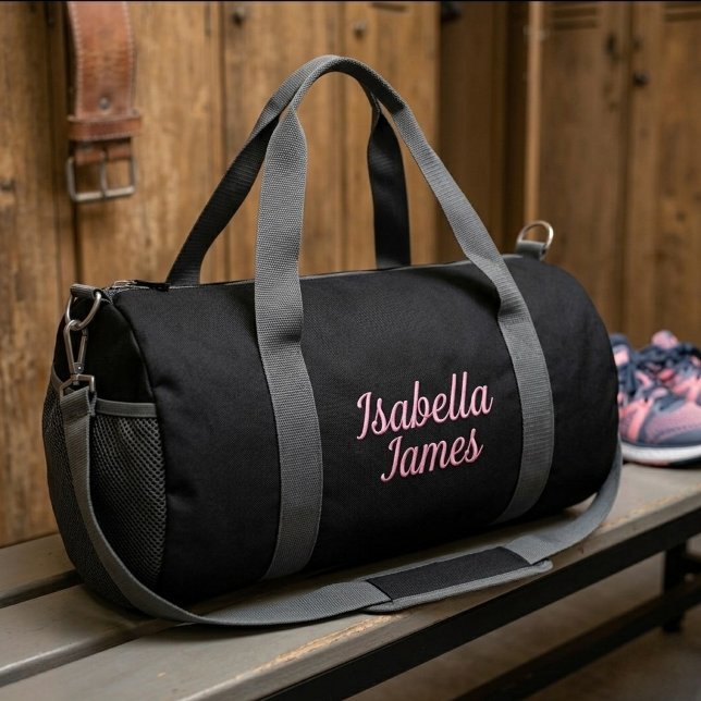 Personalised Name Pink Black Gym Bag  (Creator Uploaded)