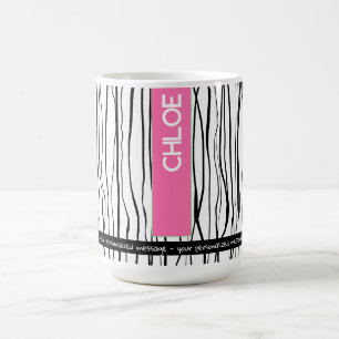 Personalised Name Pink & Black Modern Coffee Mug