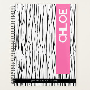 Personalised Name Pink & Black Modern  Planner