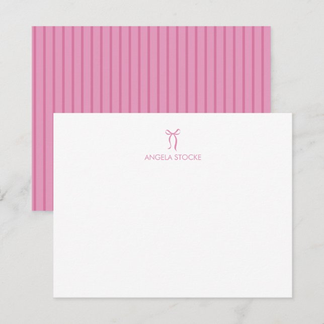 Personalised Name Pink Bow Card (Front/Back)