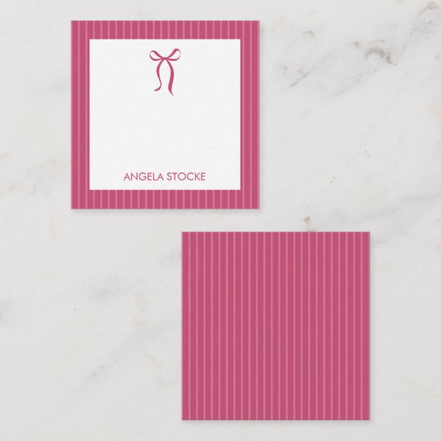 Personalised Name Pink Bow Card (Front/Back)
