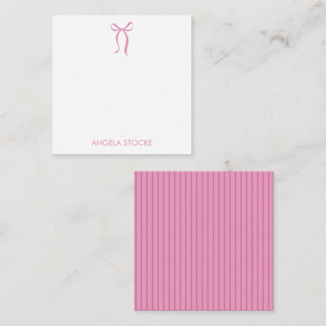 Personalised Name Pink Bow Card (Front/Back)