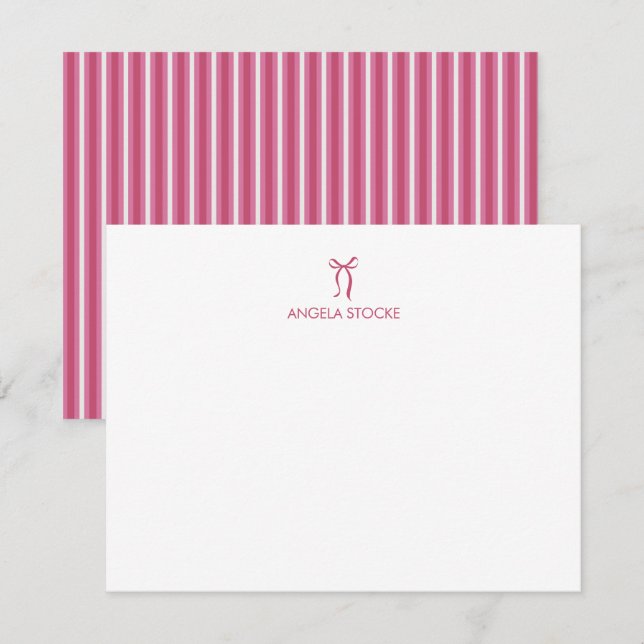 Personalised Name Pink Bow Card (Front/Back)